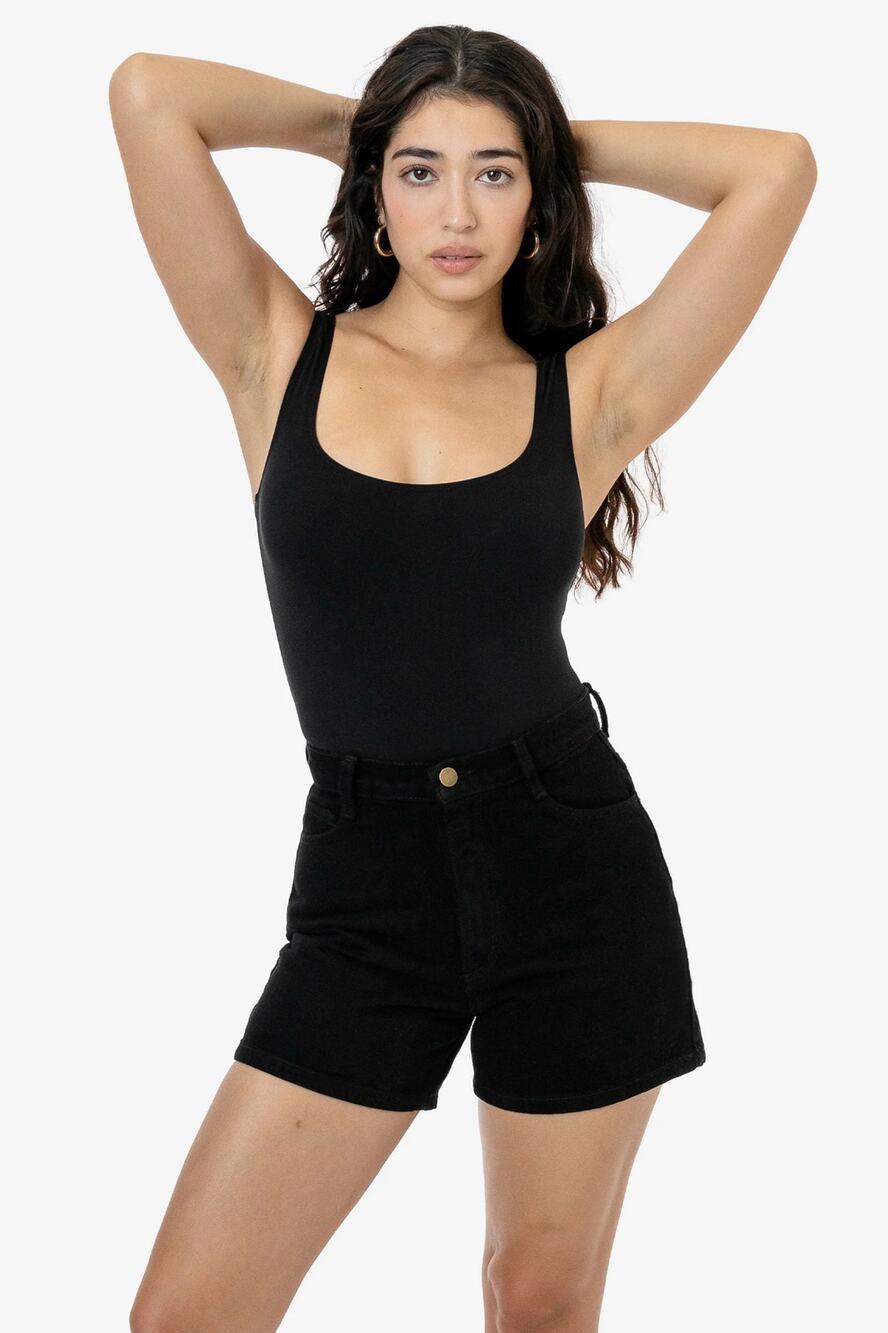 Los Angeles Apparel Denim mid Length Shorts Black 27